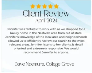 Client Reviews Zillow Google | Jennifer Turberfield at Benchmark Realty LLC | Real Estate Agent in Franklin TN
